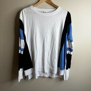 Planet by Lauren‎ G Sweater Womens One Size White Blue Black Striped Pima Modal